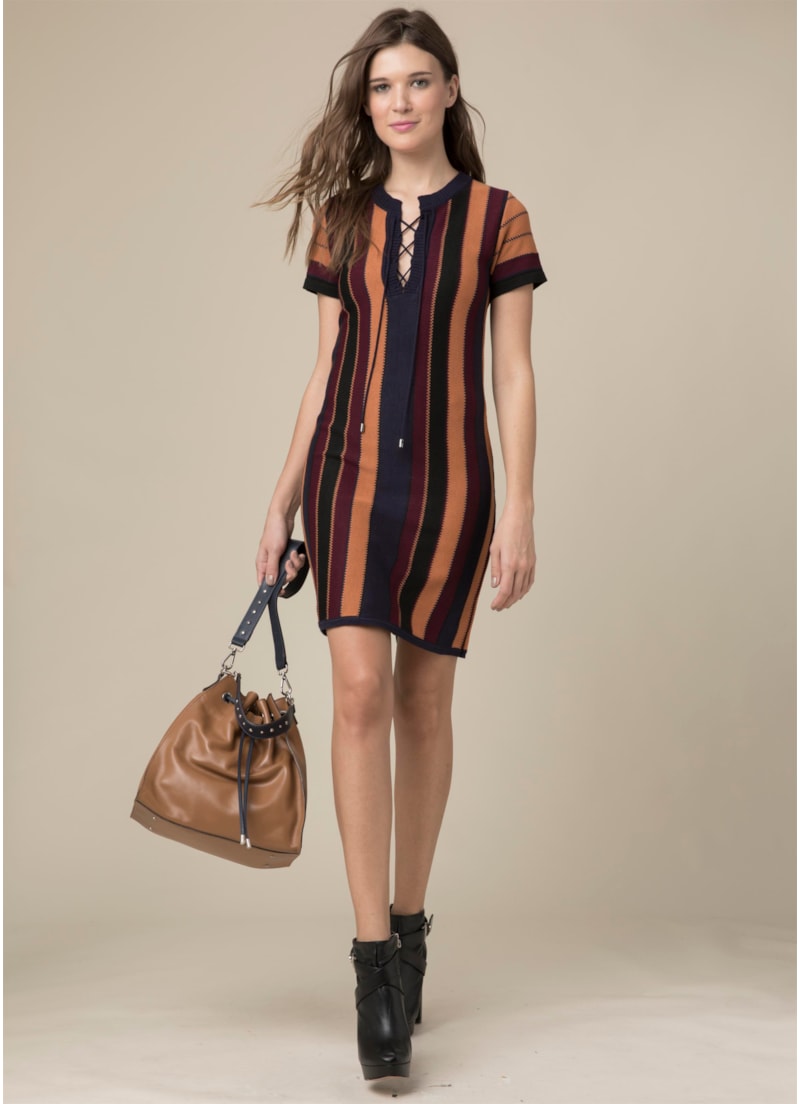 Vestido Listra Detalhe Zig Tabaco