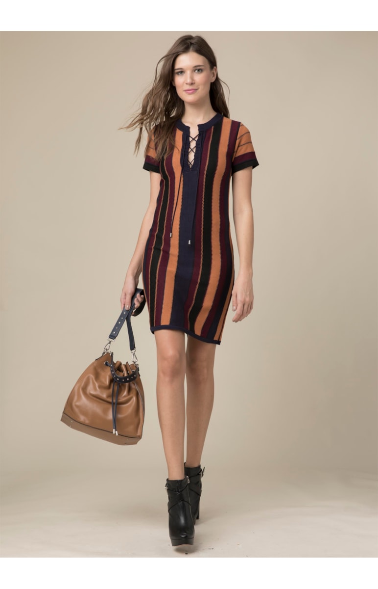 Vestido Listra Detalhe Zig Tabaco