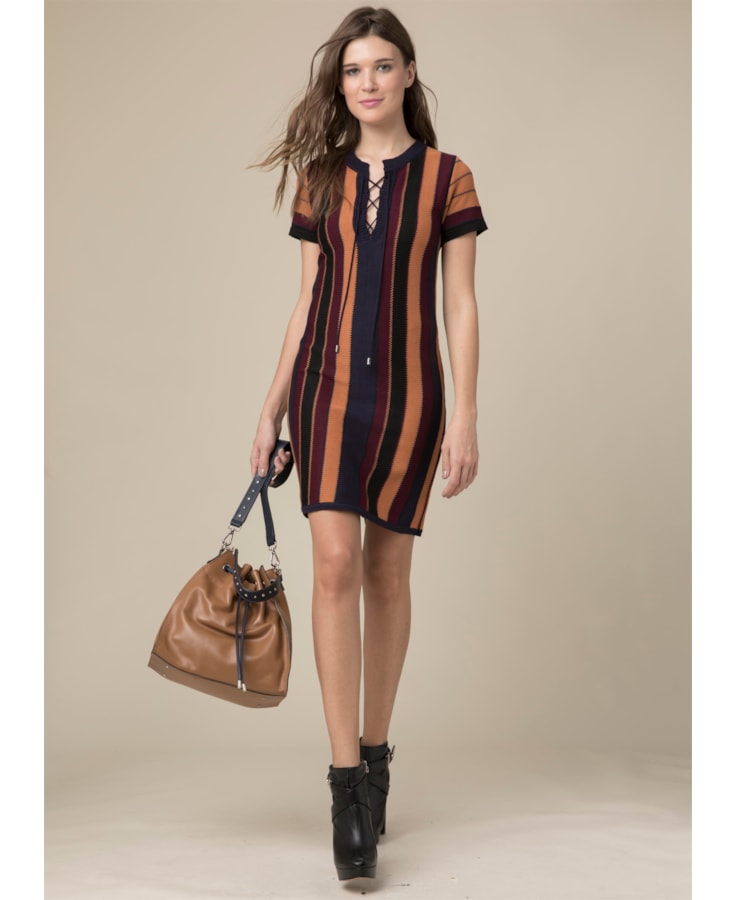 Vestido Listra Detalhe Zig Tabaco