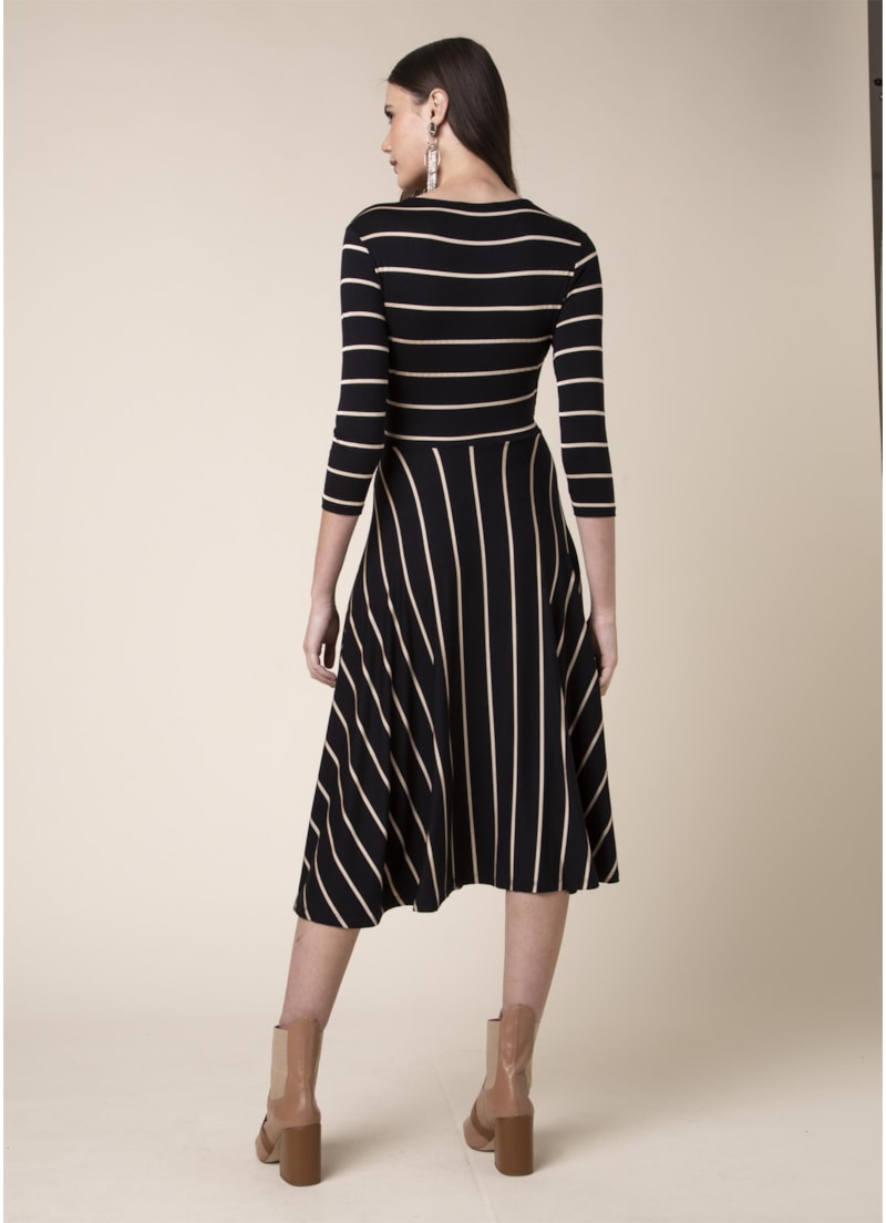 Vestido Listra Lurex Preto