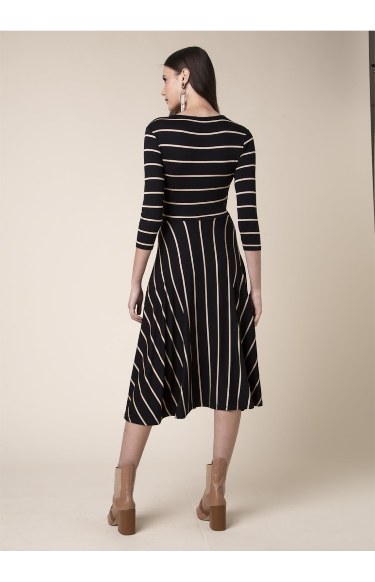 Vestido Listra Lurex Preto