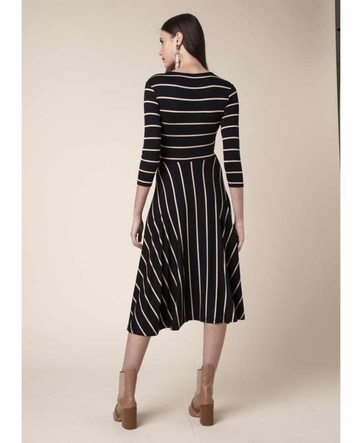 Vestido Listra Lurex Preto