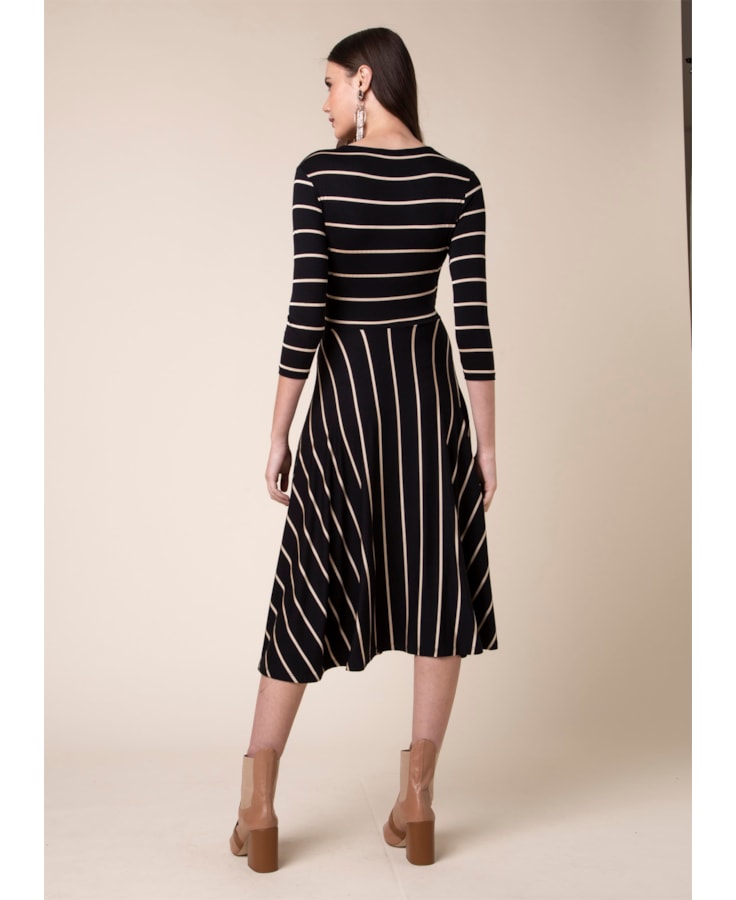 Vestido Listra Lurex Preto