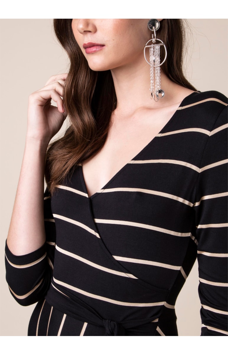 Vestido Listra Lurex Preto