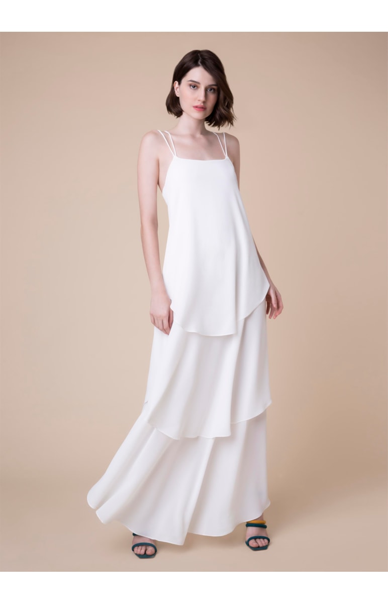 Vestido Longo Camadas Off White