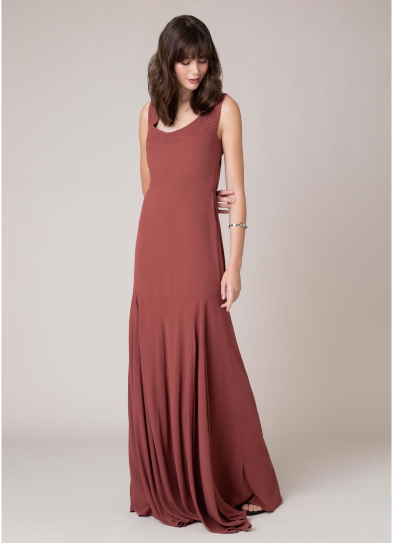 Vestido Longo Detalhe Trancado Charuto