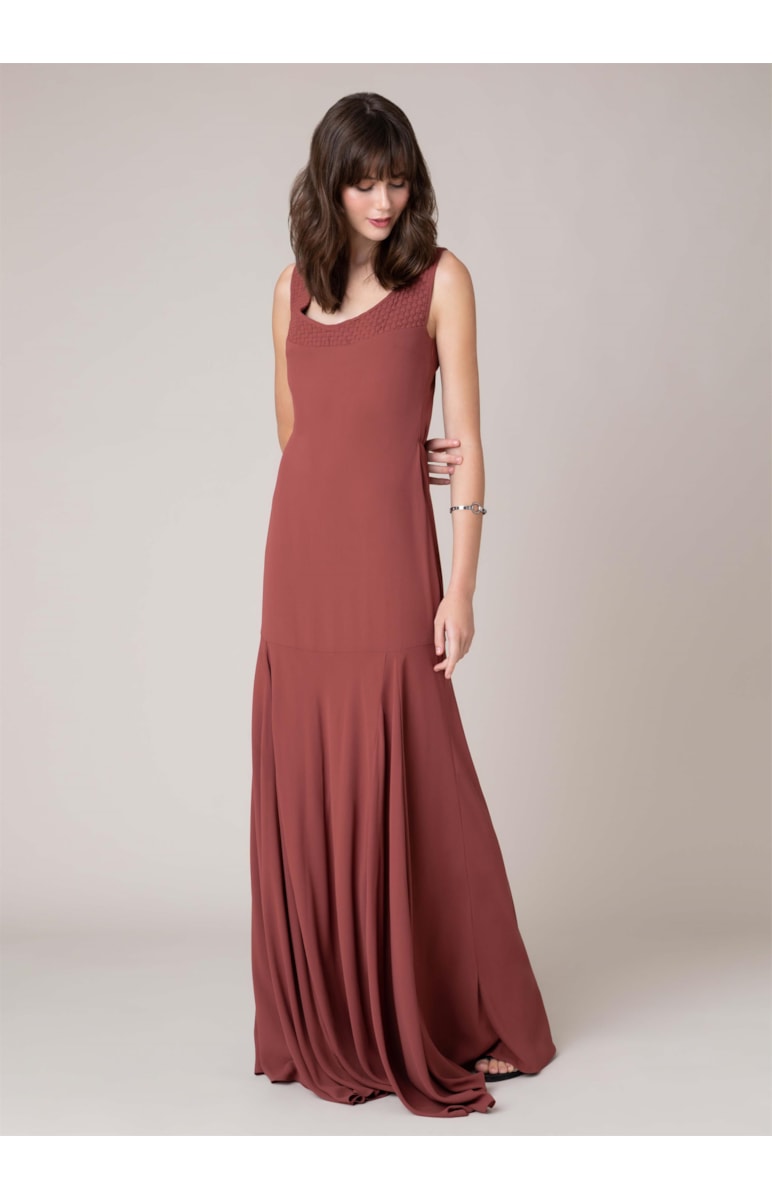 Vestido Longo Detalhe Trancado Charuto