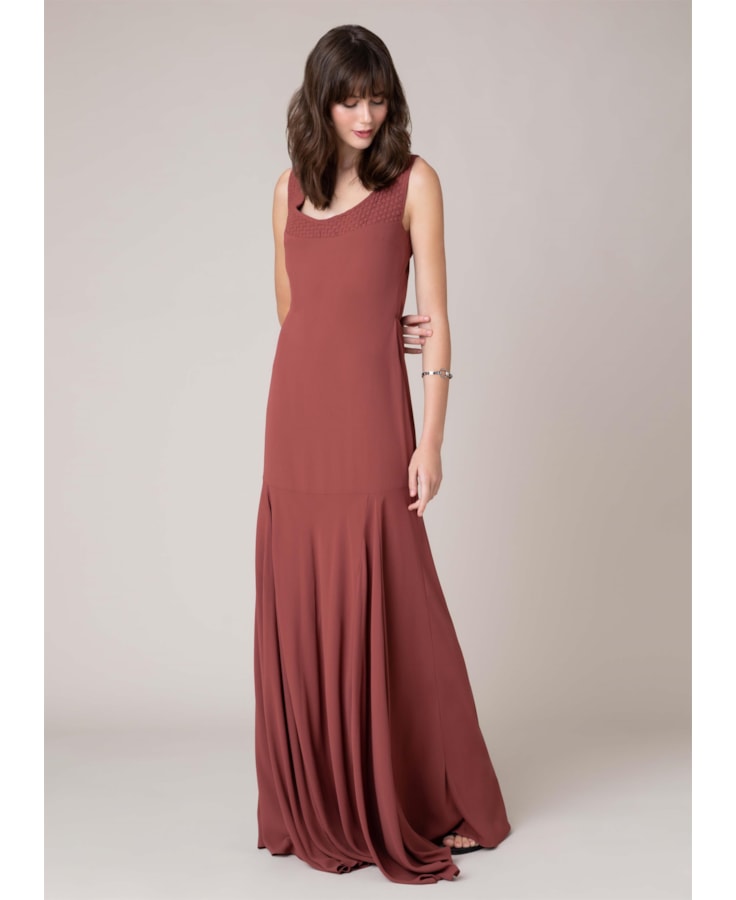 Vestido Longo Detalhe Trancado Charuto