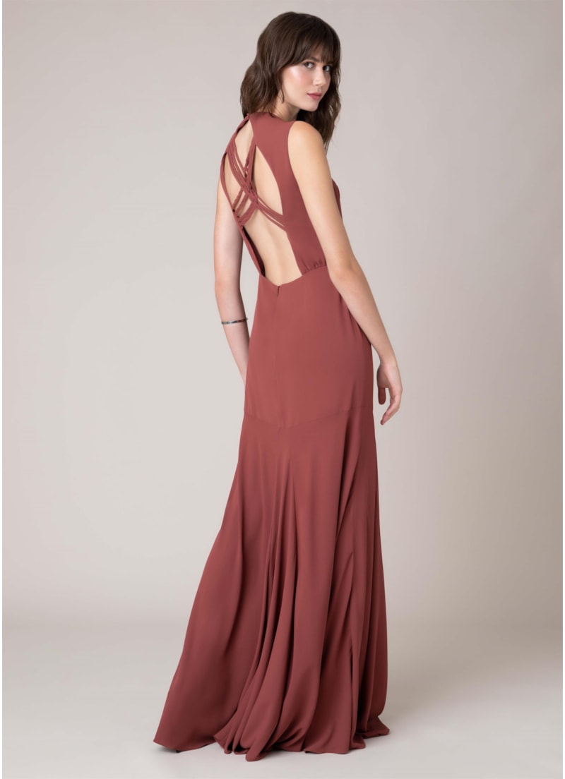Vestido Longo Detalhe Trancado Charuto