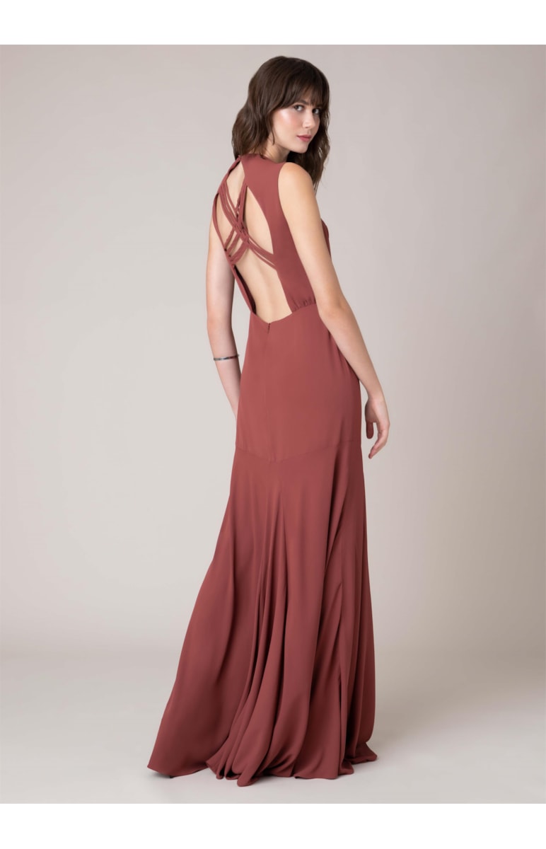 Vestido Longo Detalhe Trancado Charuto