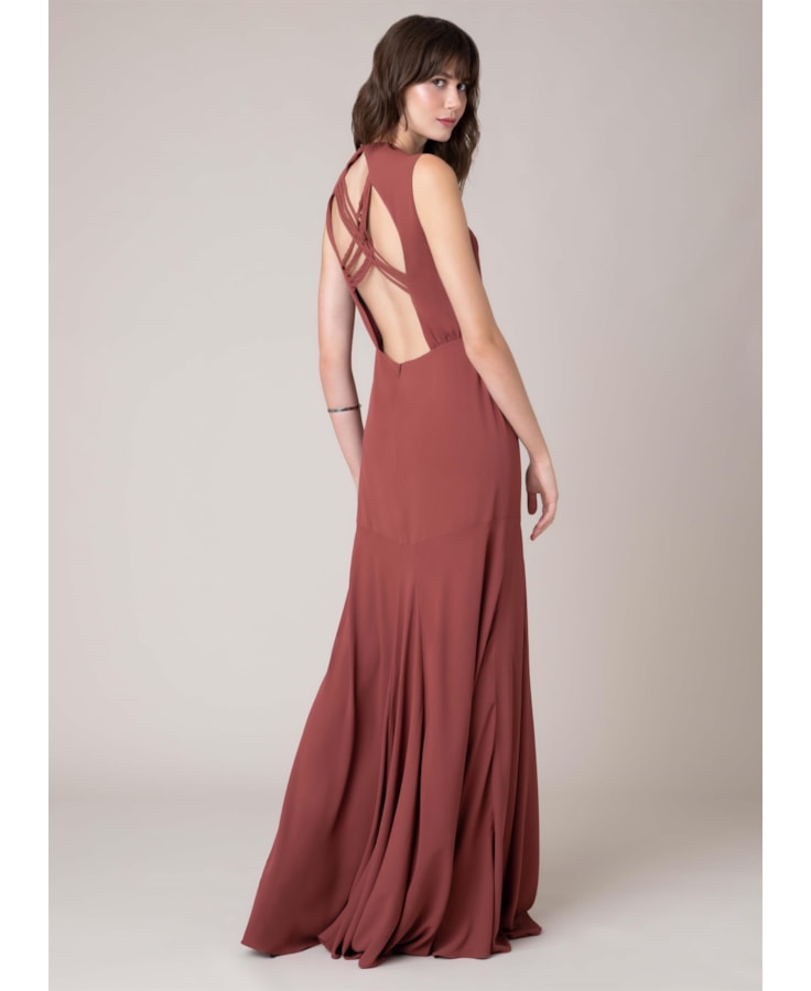 Vestido Longo Detalhe Trancado Charuto