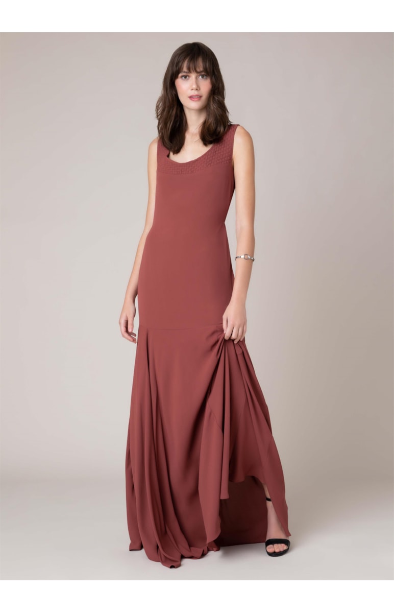 Vestido Longo Detalhe Trancado Charuto