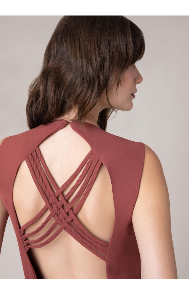 Vestido Longo Detalhe Trancado Charuto