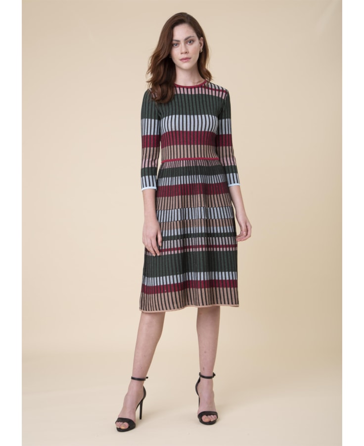 Vestido Longo Faixas Vinho