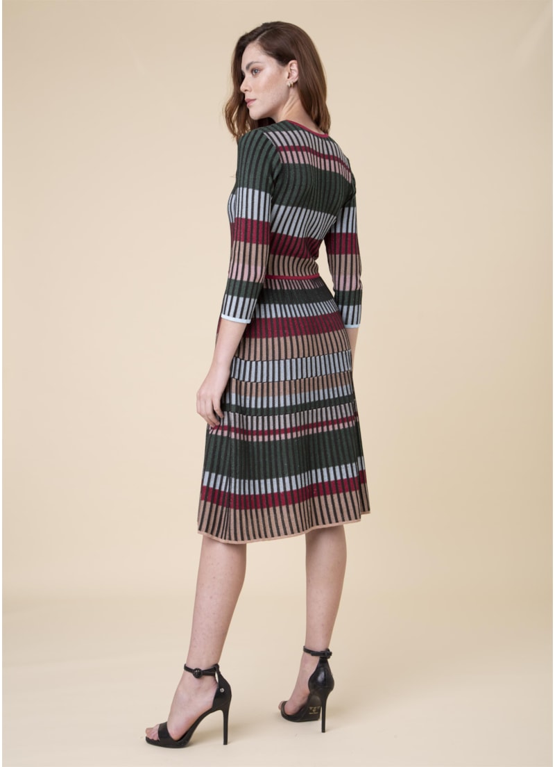 Vestido Longo Faixas Vinho