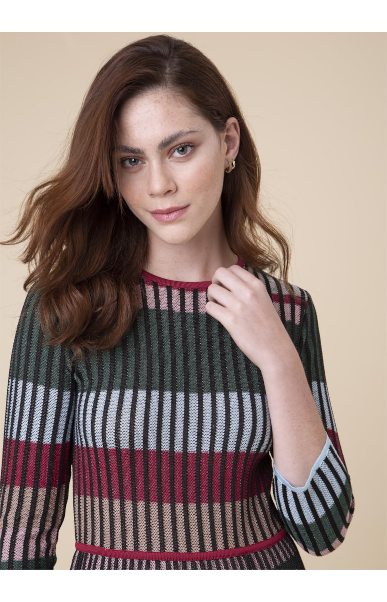 Vestido Longo Faixas Vinho