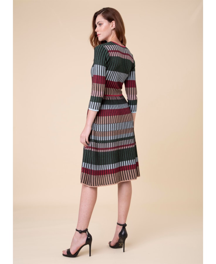 Vestido Longo Faixas Vinho