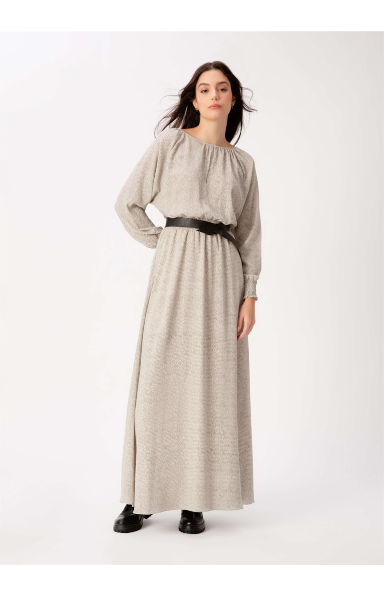 Vestido Longo Poá Estampado