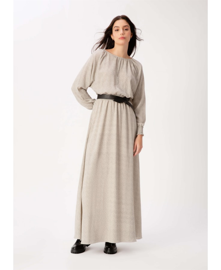 Vestido Longo Poá Estampado