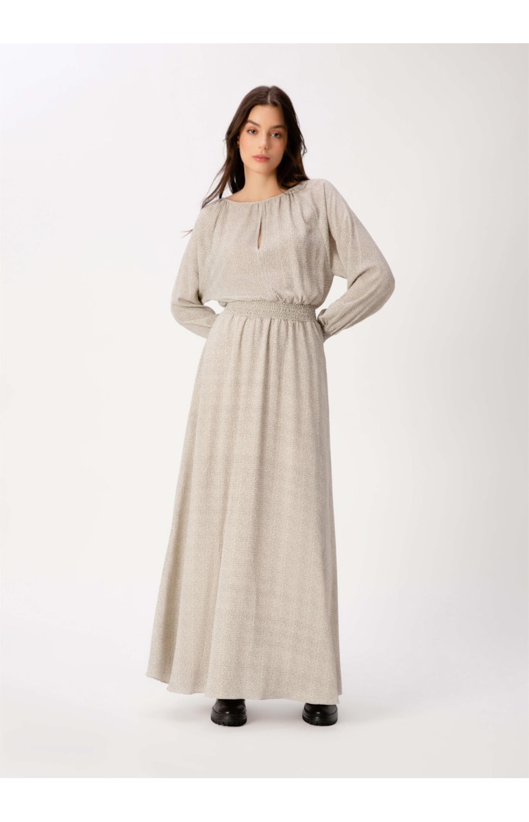 Vestido Longo Poá Estampado