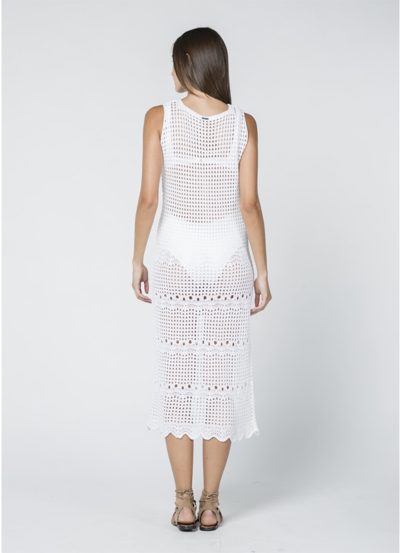 Vestido Longo Ponto Abacaxi Branco