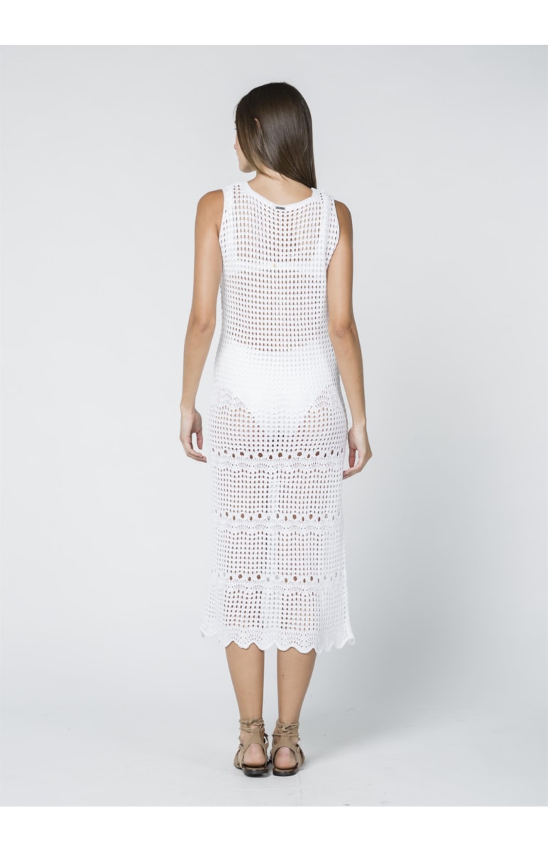 Vestido Longo Ponto Abacaxi Branco