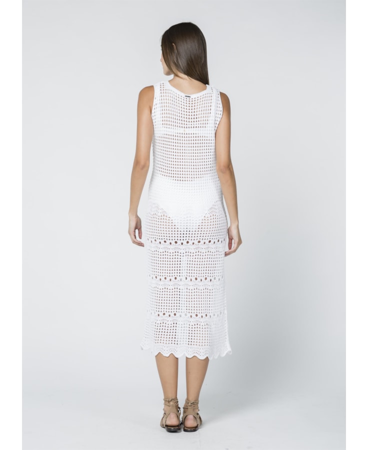 Vestido Longo Ponto Abacaxi Branco