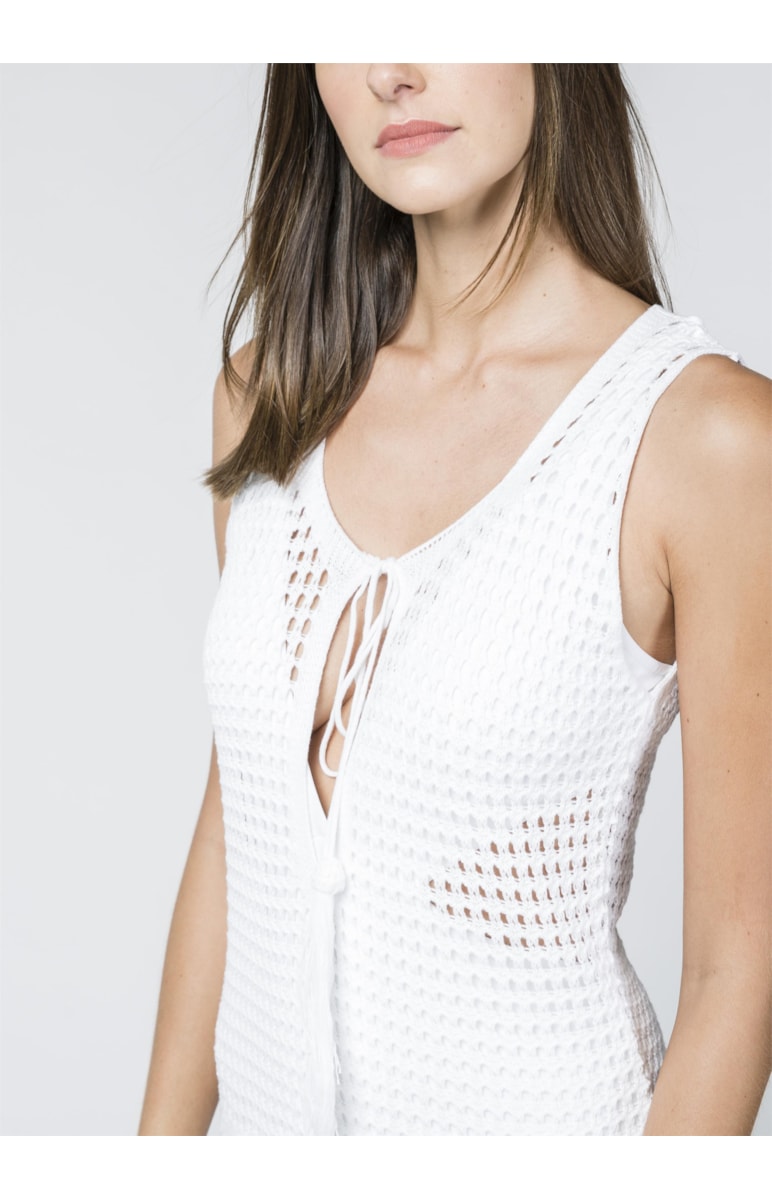 Vestido Longo Ponto Abacaxi Branco