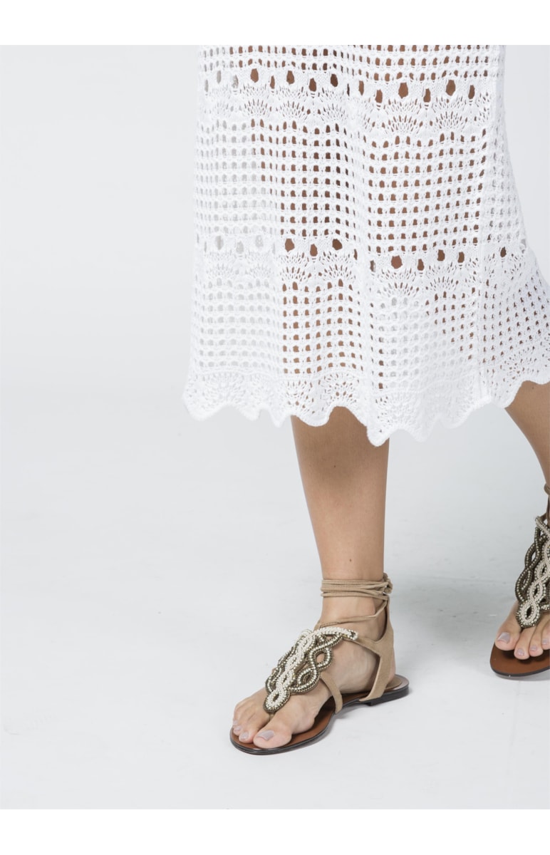 Vestido Longo Ponto Abacaxi Branco