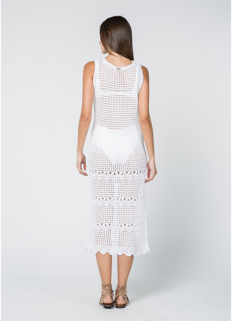 Vestido Longo Ponto Abacaxi Branco