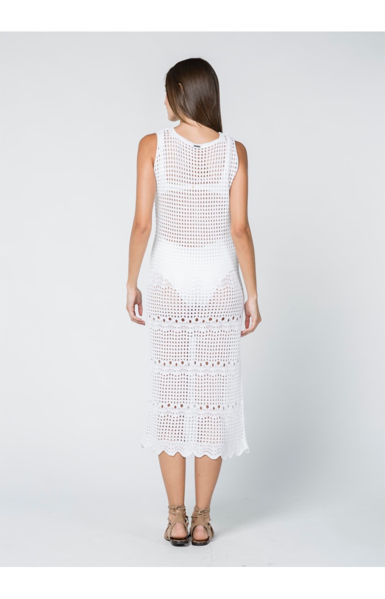 Vestido Longo Ponto Abacaxi Branco