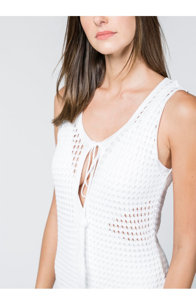 Vestido Longo Ponto Abacaxi Branco