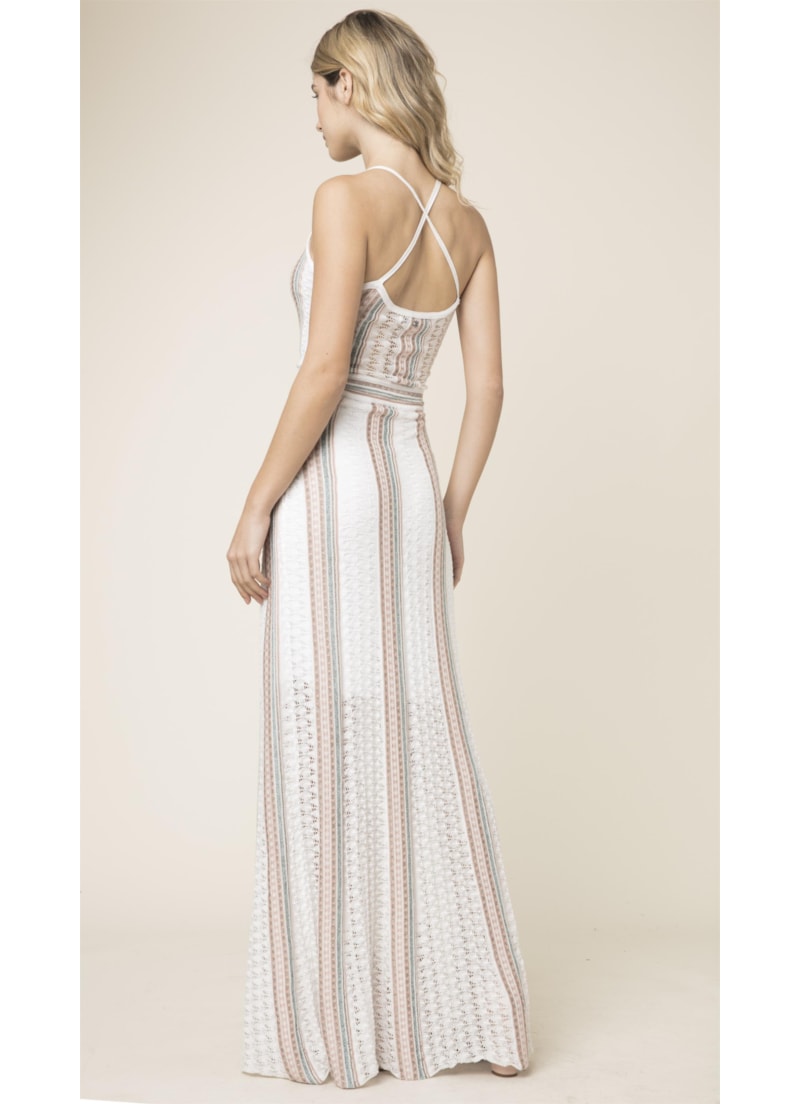 Vestido Longo Tricot Listrado Unica