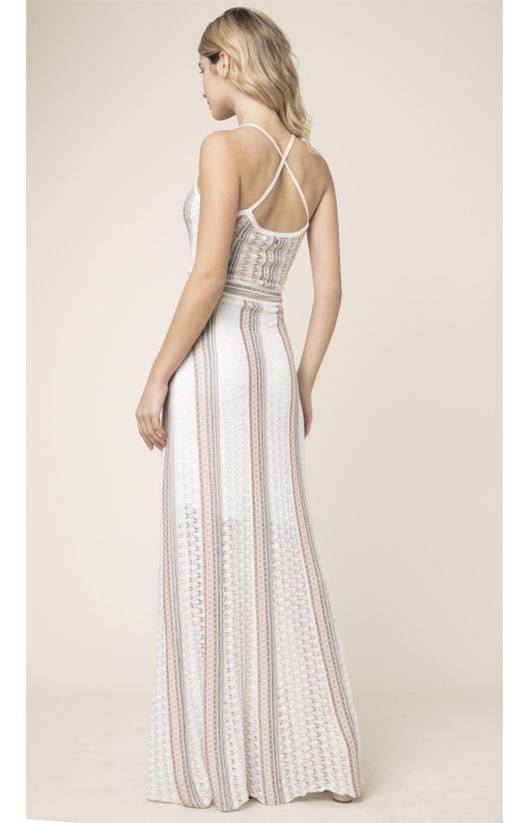 Vestido Longo Tricot Listrado Unica