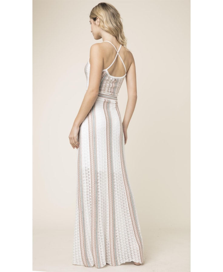 Vestido Longo Tricot Listrado Unica