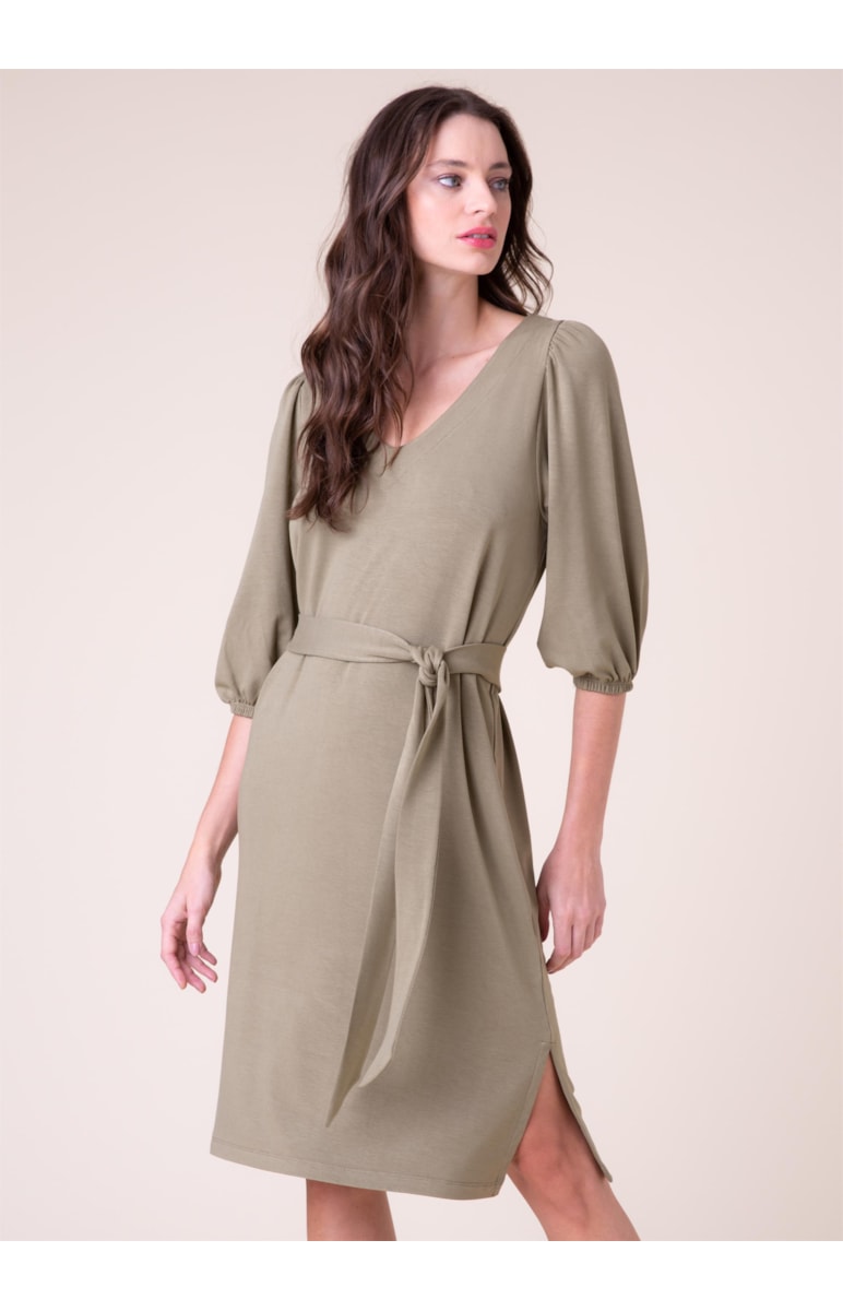 Vestido Manga Ampla Verde Militar