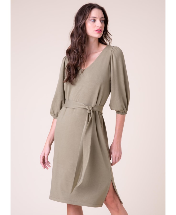 Vestido Manga Ampla Verde Militar