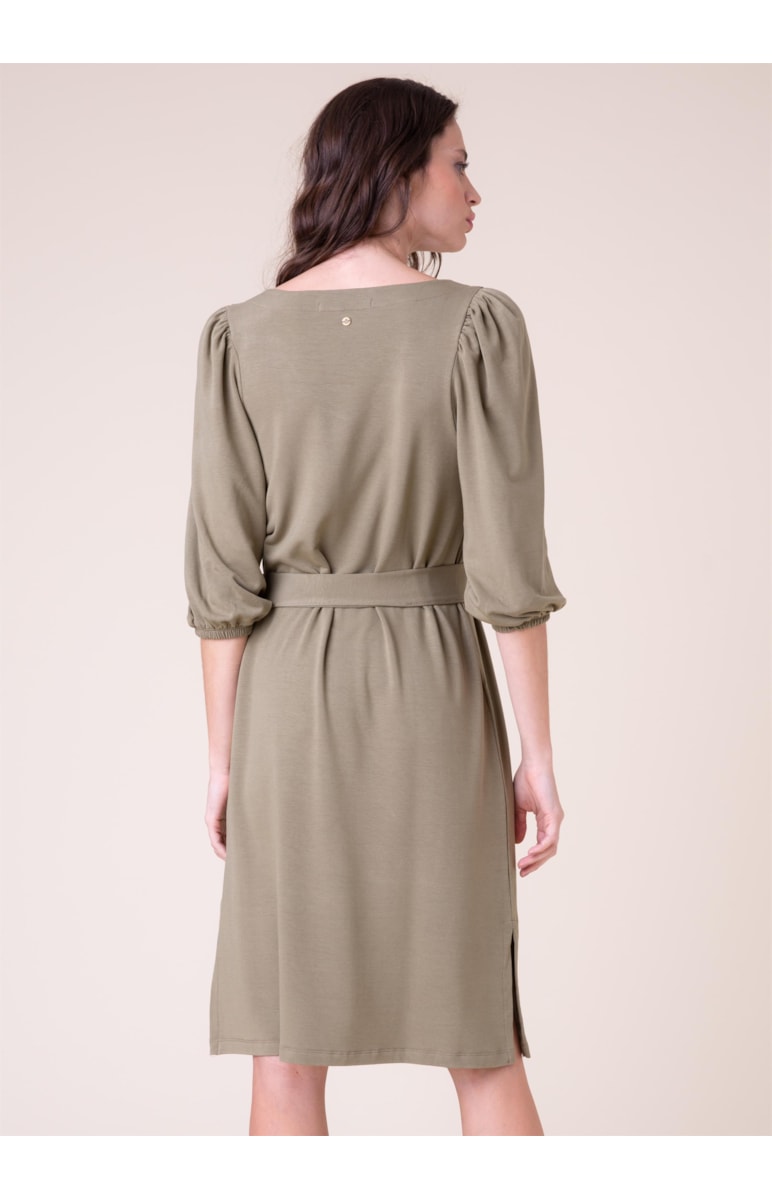 Vestido Manga Ampla Verde Militar