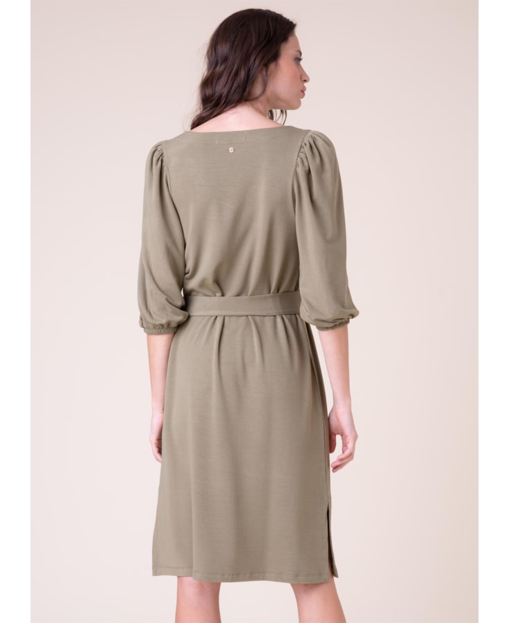 Vestido Manga Ampla Verde Militar