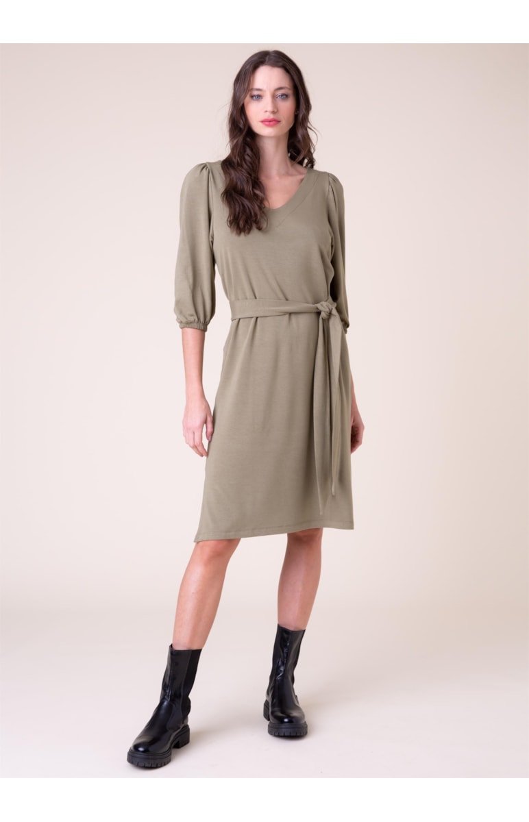 Vestido Manga Ampla Verde Militar