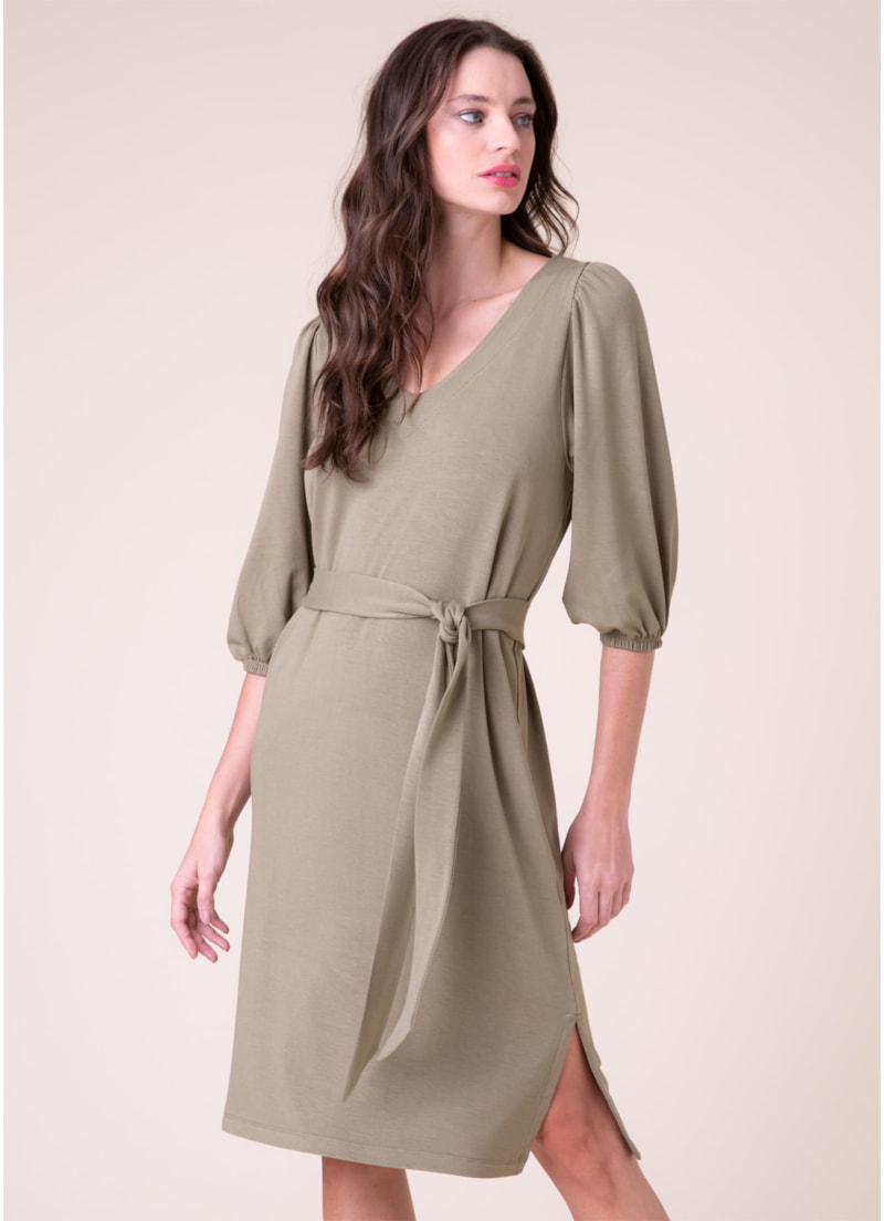 Vestido Manga Ampla Verde Militar