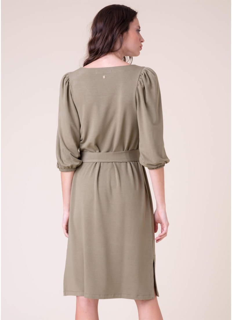 Vestido Manga Ampla Verde Militar