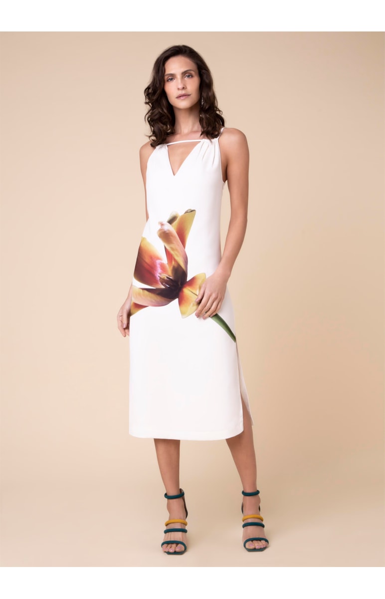 Vestido Midi Art Tulipas Estamp. Art Tulipa
