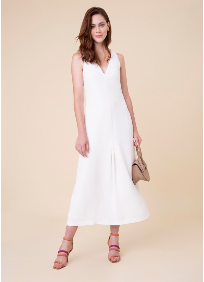 Vestido Midi Básico Off White