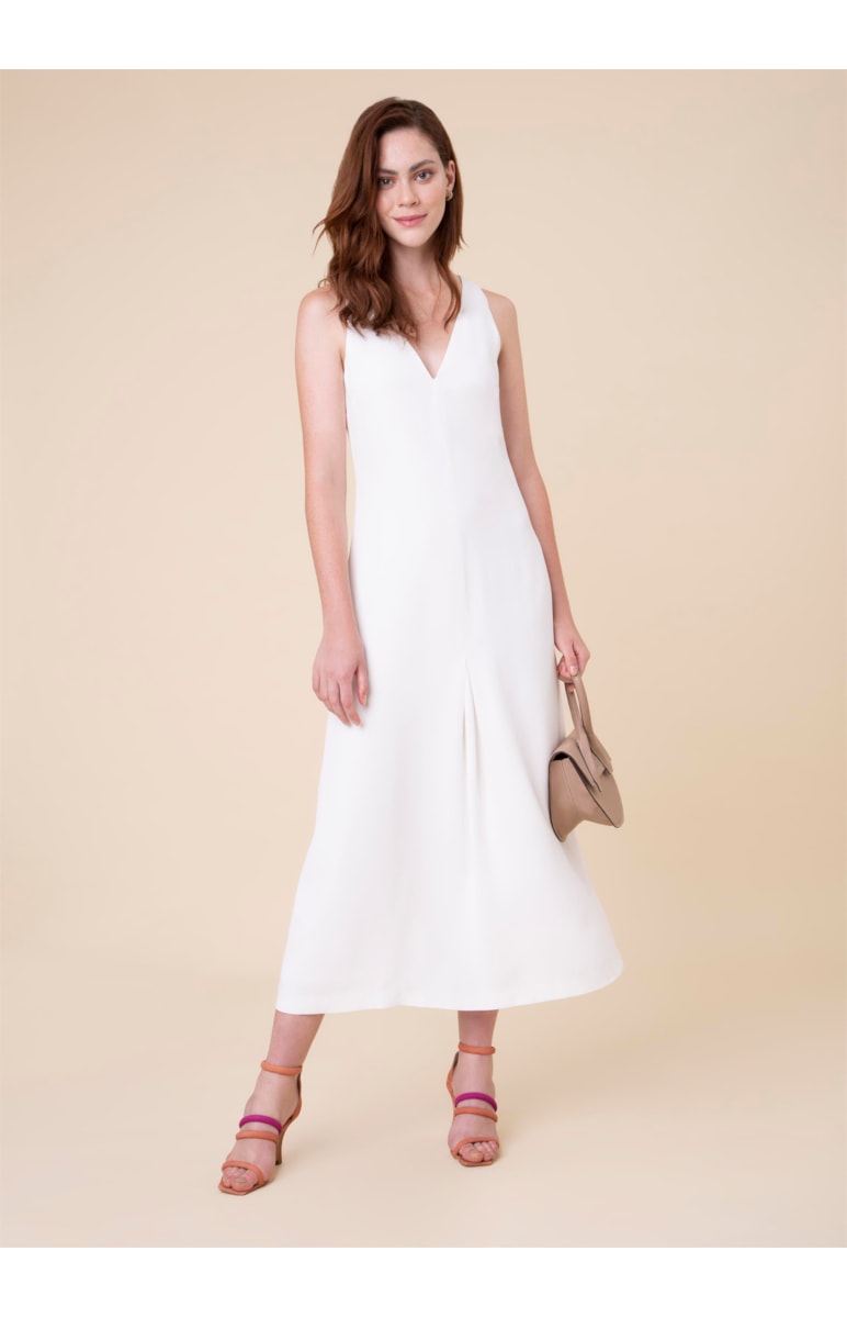 Vestido Midi Básico Off White