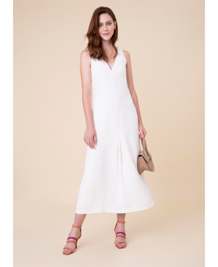 Vestido Midi Básico Off White