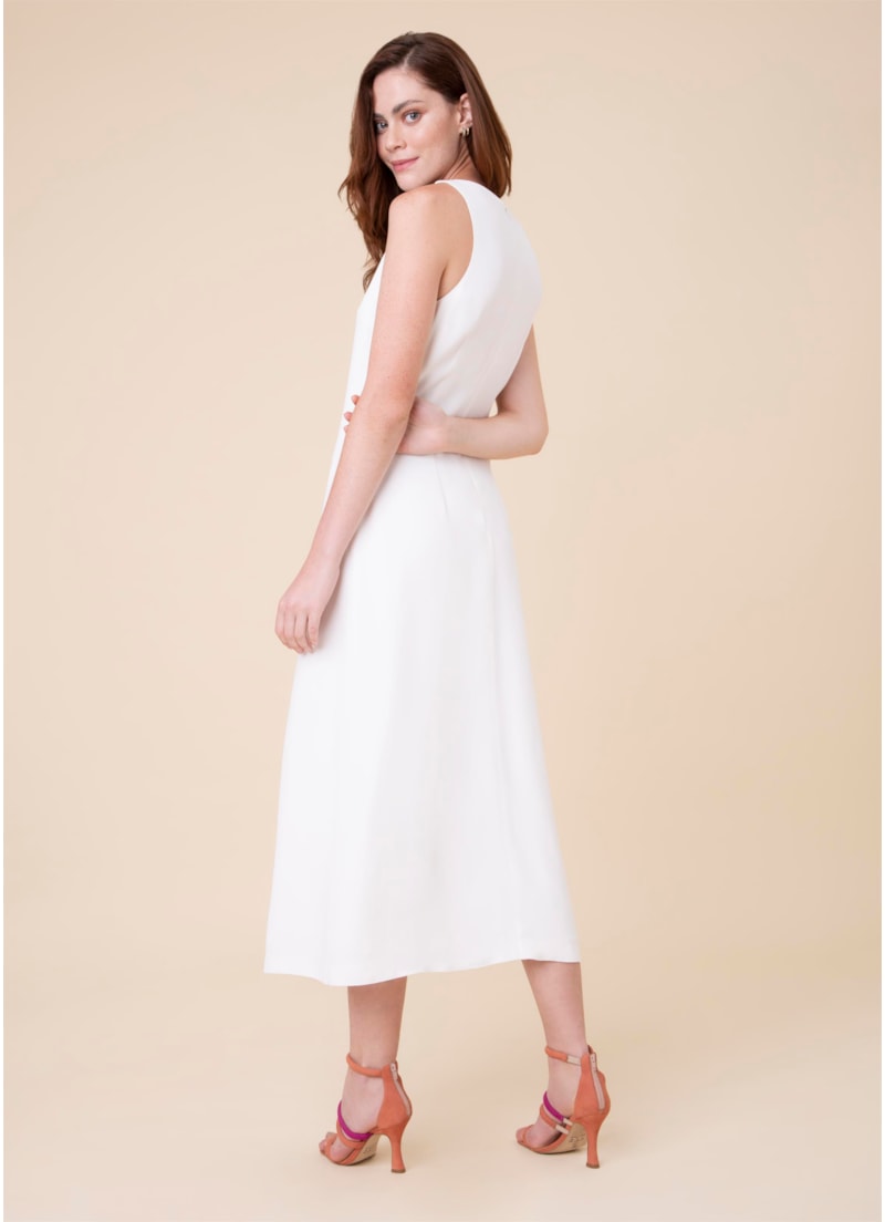 Vestido Midi Básico Off White