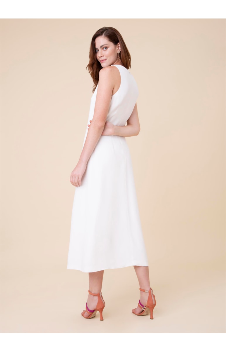 Vestido Midi Básico Off White