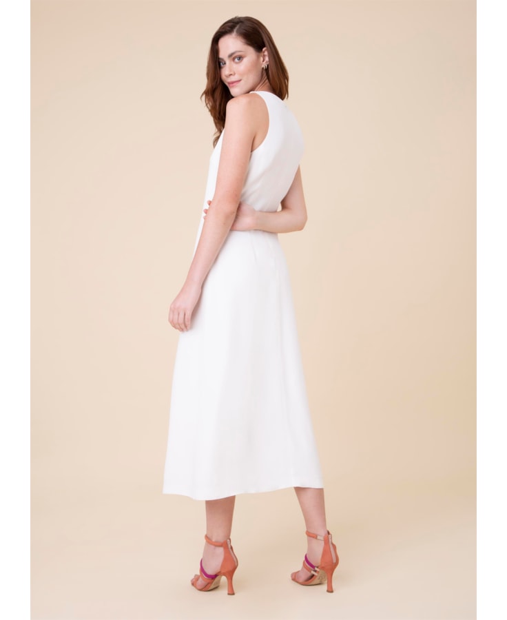 Vestido Midi Básico Off White