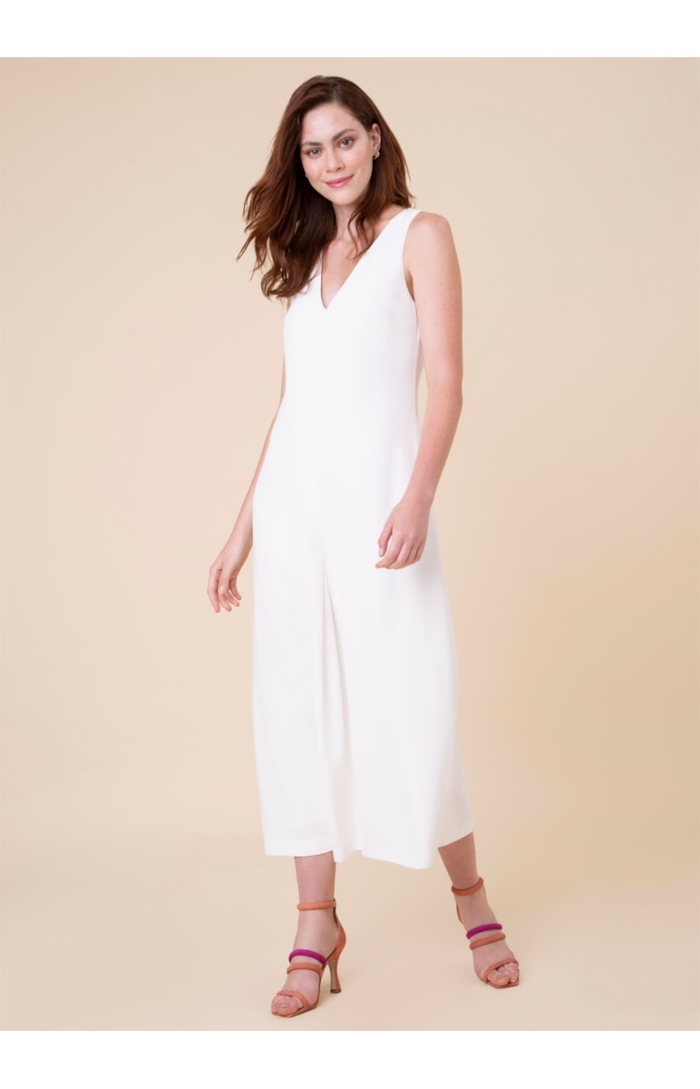 Vestido Midi Básico Off White